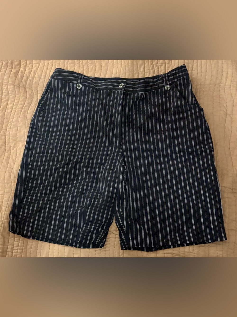 EP Pro Navy Pinstripe Bermuda Golf Shorts